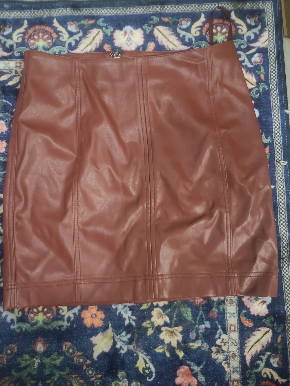 Free People - Faux Leather Pencil Skirt - Rust Brown